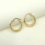 Load image into Gallery viewer, GER149. 14K Solid Gold Textured Hoop
