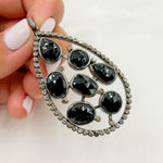 Load image into Gallery viewer, DSP20. Diamond Sterling Silver Black Rhodium Black Spinel Drop Pendant
