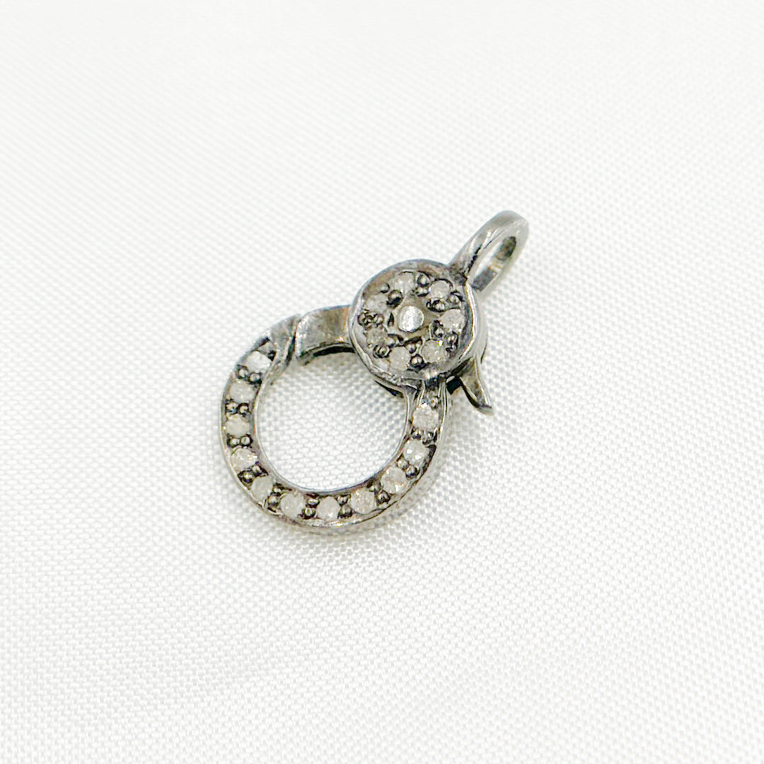 DC623. Diamond & Sterling Silver Round Trigger Clasp