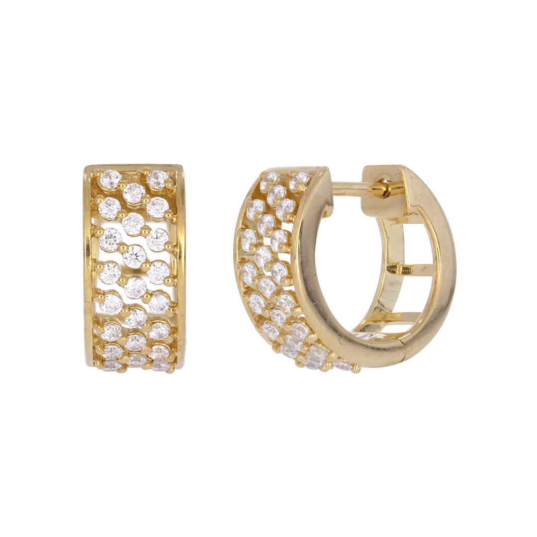 EHH57520. 14K Solid Yellow Gold Diamond Hoop Earrings