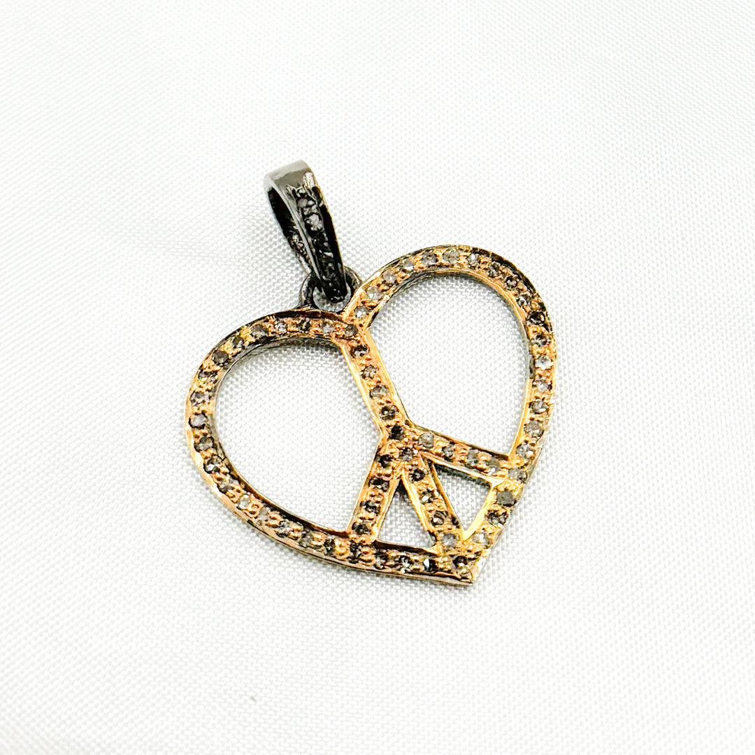 DP809. Diamond Sterling Silver Heart Peace Pendant