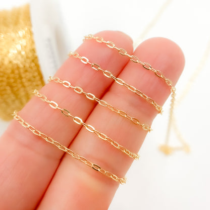 Buy Now 14K Solid Gold Flat Oval Link Chain