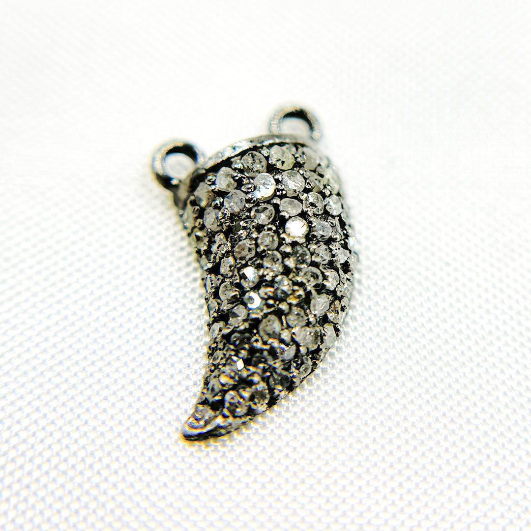 DC046. Diamond Silver Black Rhodium Horn Connector Charm