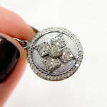 Load image into Gallery viewer, DC898. Diamond &amp; Sterling Silver Round Flower Pendant with Gemstone
