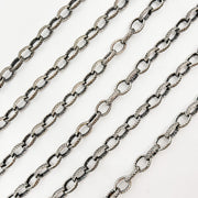 Oxidized Sterling Silver Textured Oval Chain