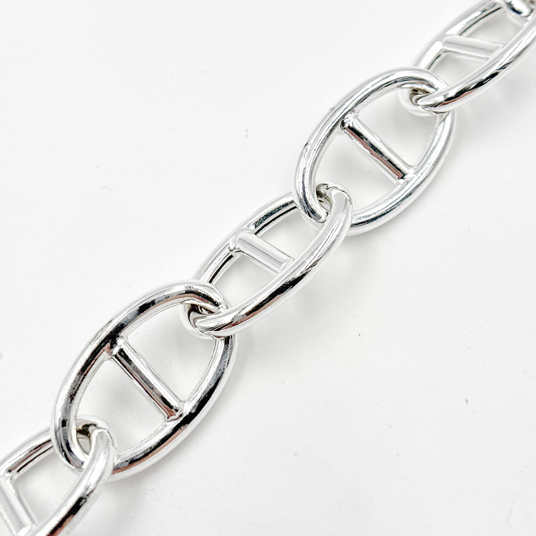 564MTSS. Sterling Silver Hollow Smooth Marina Link Chain