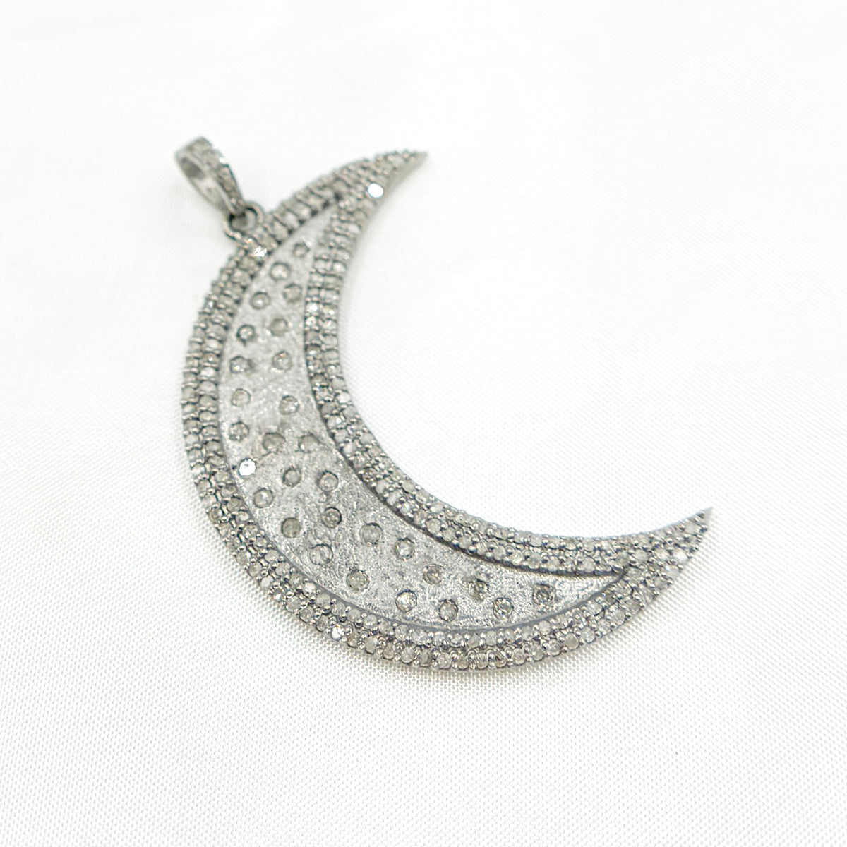 Diamond Sterling Silver Moon Pendant