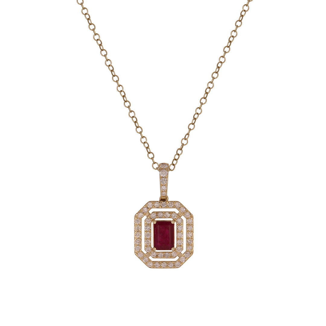 CP97256RU6X4. 14K Solid Gold Ruby Octagon Charm