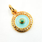 Load image into Gallery viewer, DC020A. Diamond Sterling Silver Round Enamel Charm with Gemstone
