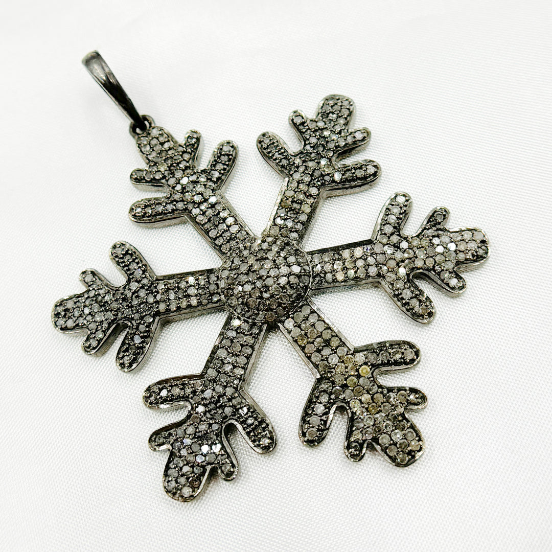 DP036. Diamond Sterling Silver Snowflake Pendant