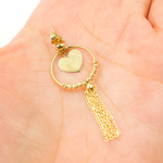 Load image into Gallery viewer, 14K Gold Hoop with Heart and Diamond Cut Ball Earrings. GER109
