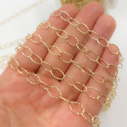 Solid Gold Hammered Oval Cable Link Chain