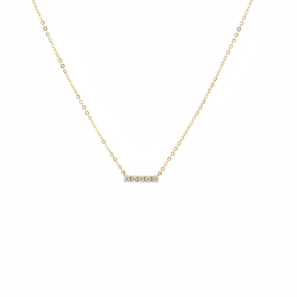 NFB72842. 14K Solid Gold Bar Diamond Necklace