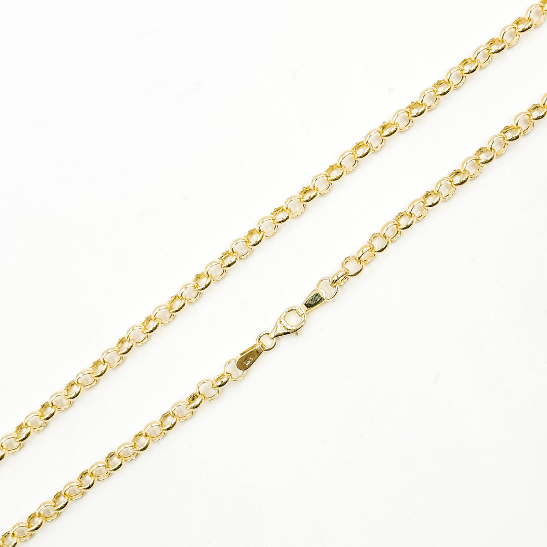 140HVR0194001. 14K Yellow Gold Round Rolo Chain – Lightweight Hollow Link Necklace