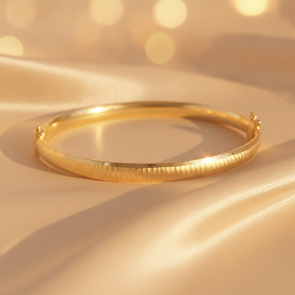 Bangle12. 14K Solid Gold Matte Textured Bangle