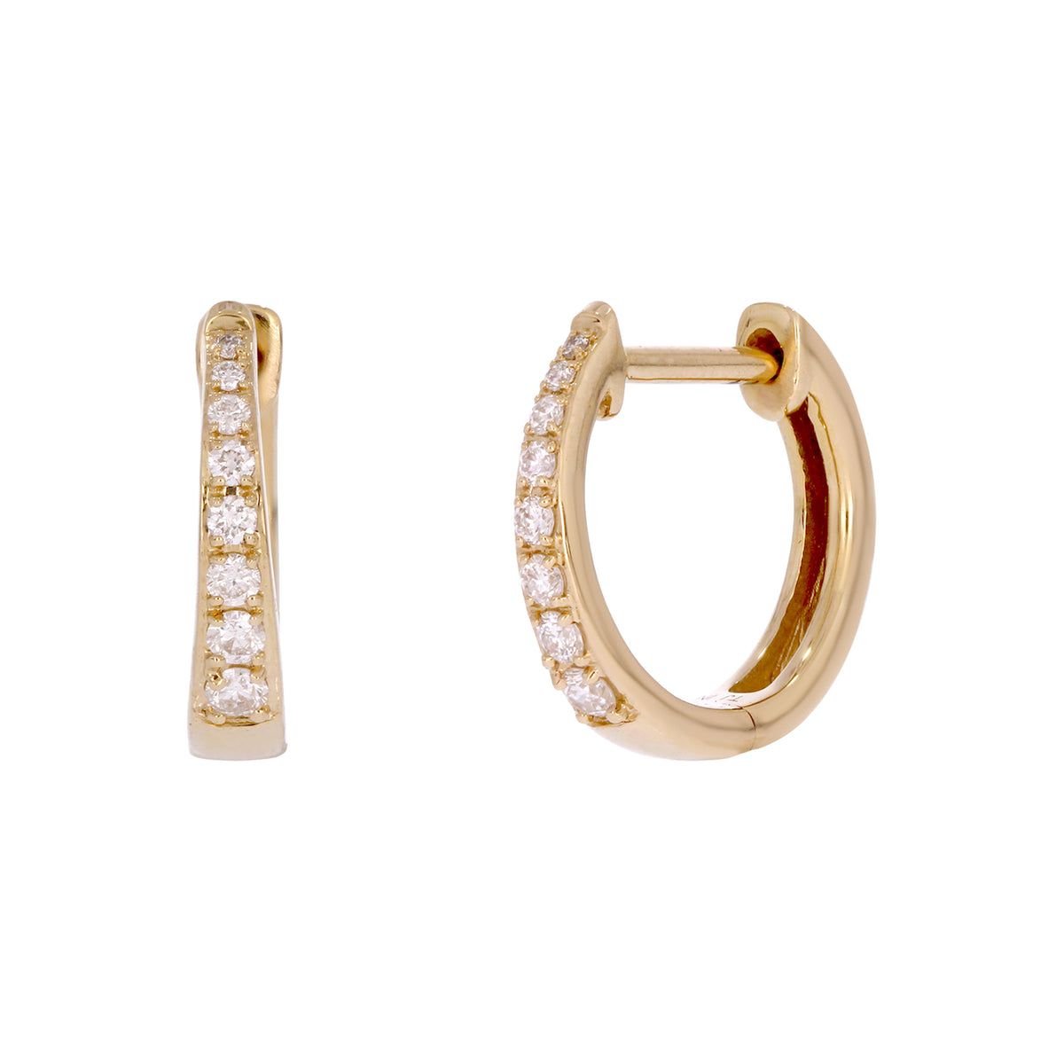 EHC57584. 14k Solid Gold Diamond Huggie Earrings