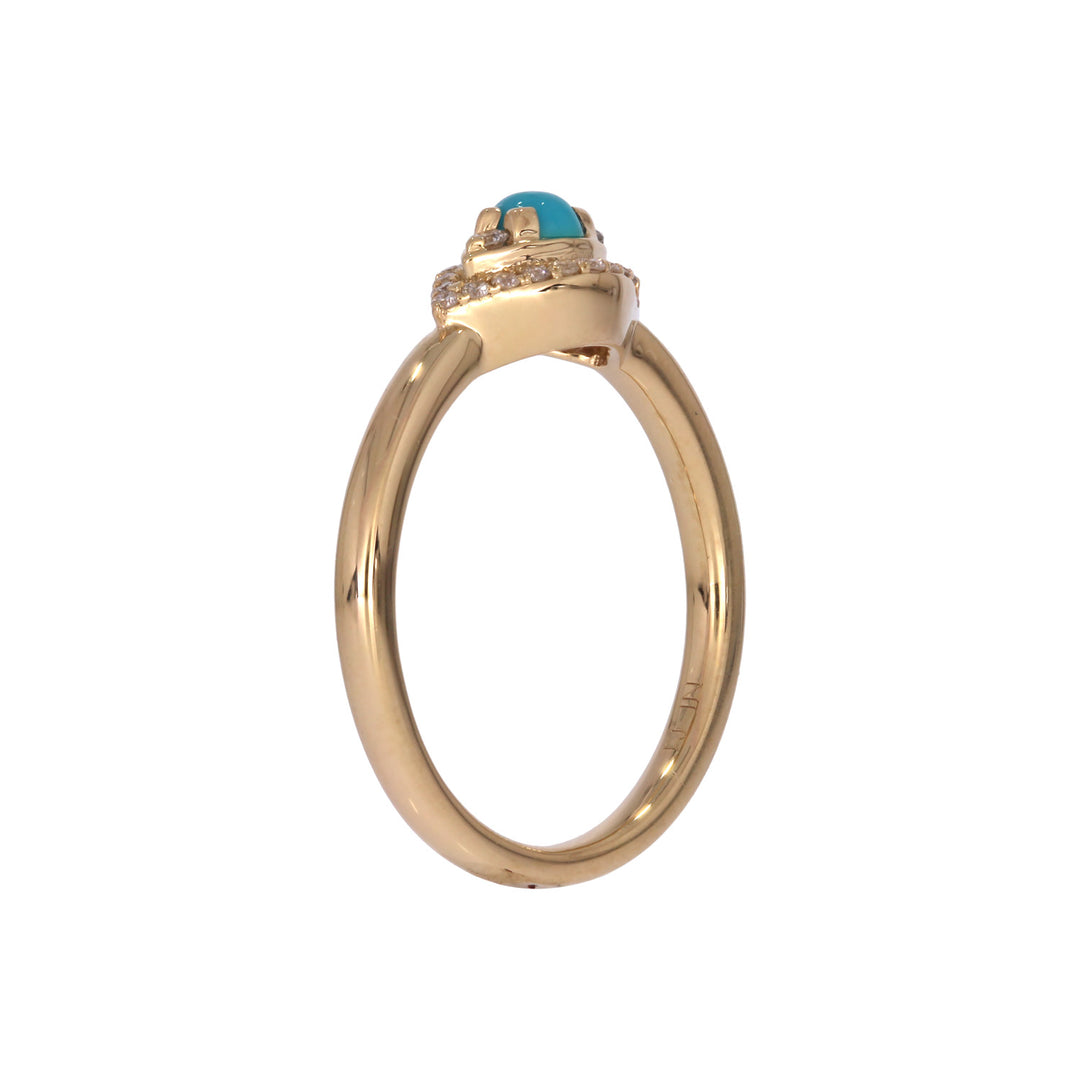RFB17775TQ. 14K Solid Gold Diamond and Turquoise Eye Ring