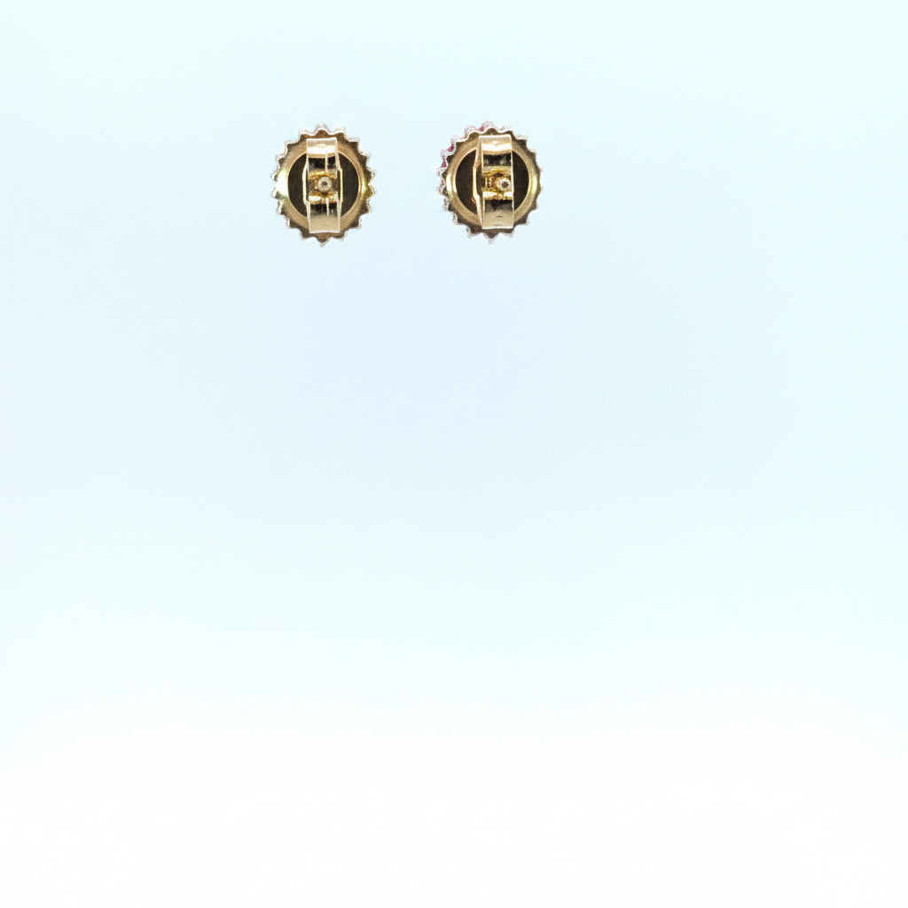 ER113641. 14k Solid Gold Diamond and Gemstone Oval Stud Earrings