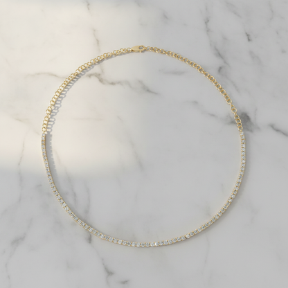 NFS71713. 14K Solid Gold Diamond Tennis Choker Necklace