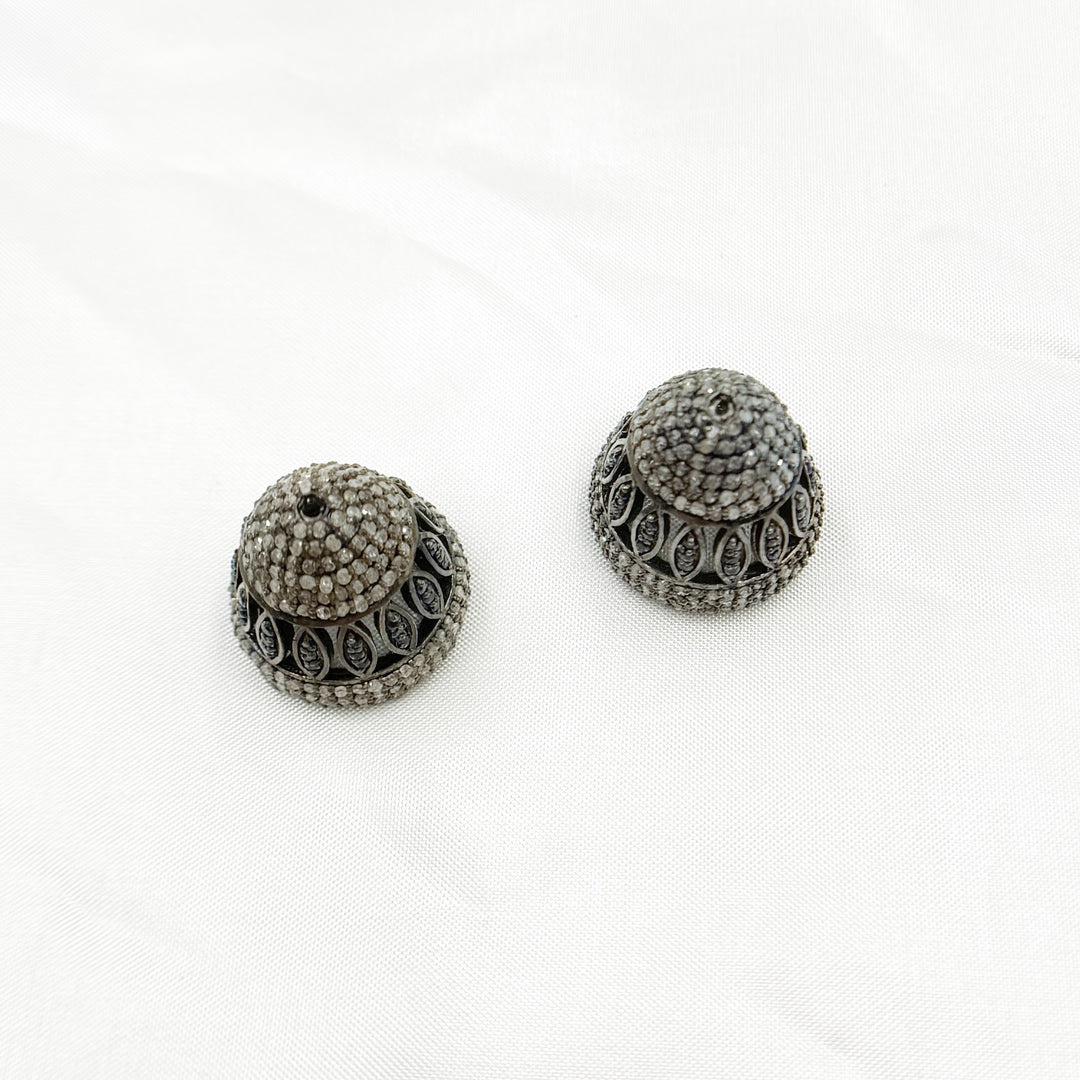 DC752. Diamond & Sterling Silver Bead Cap