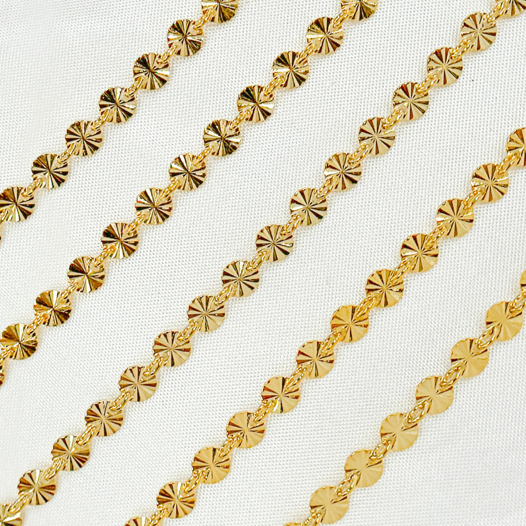 Gold Plated 925 Sterling Silver Textured Circle Link Chains