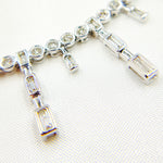 Load image into Gallery viewer, 14K Solid White Gold Diamond Dangle Bars Necklace. NFT71052
