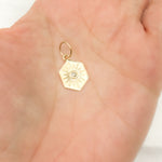 Load image into Gallery viewer, GDP104. 14K Solid Gold Diamond Hexagon Charm
