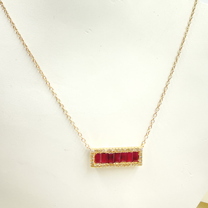 NFN71044. 14k Solid Gold Diamond & Gemstone Necklace