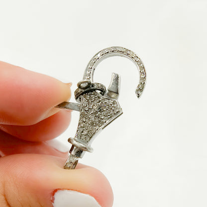 DC646. Diamond & Sterling Silver Round Trigger Clasp.