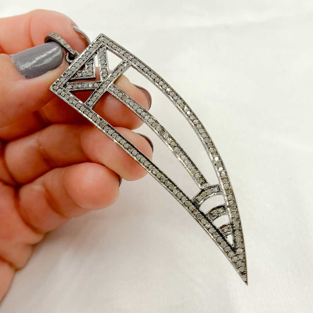 DP057. Diamond & Sterling Silver Horn Shape Pendant