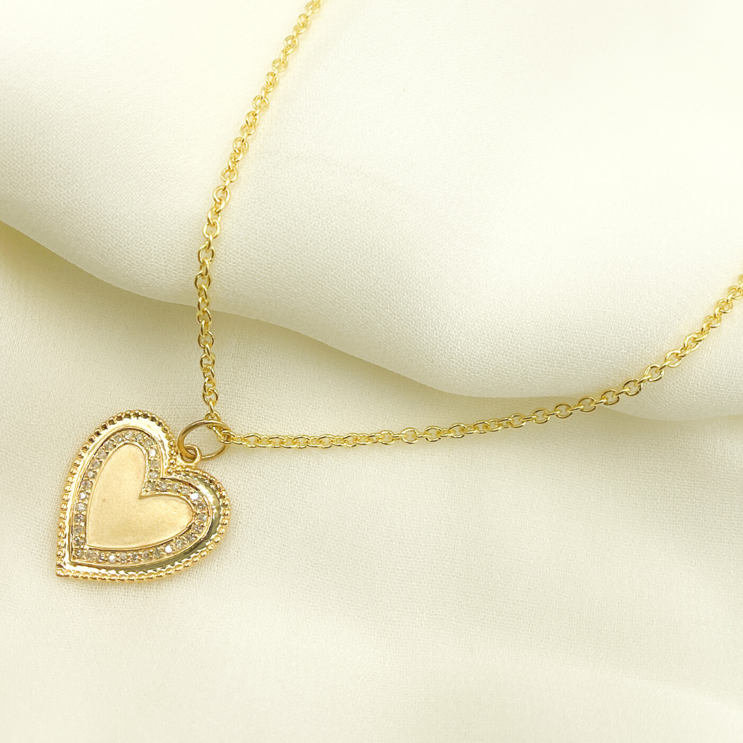 14K Gold with Diamonds Heart Shape Charm.  GDP141