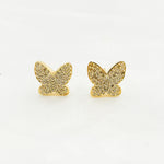 Load image into Gallery viewer, DE048. Diamond Sterling Silver Butterfly Studs
