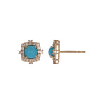 Load image into Gallery viewer, EFF54380TQ. 14K Solid Gold Diamonds and Turquoise Fancy Studs