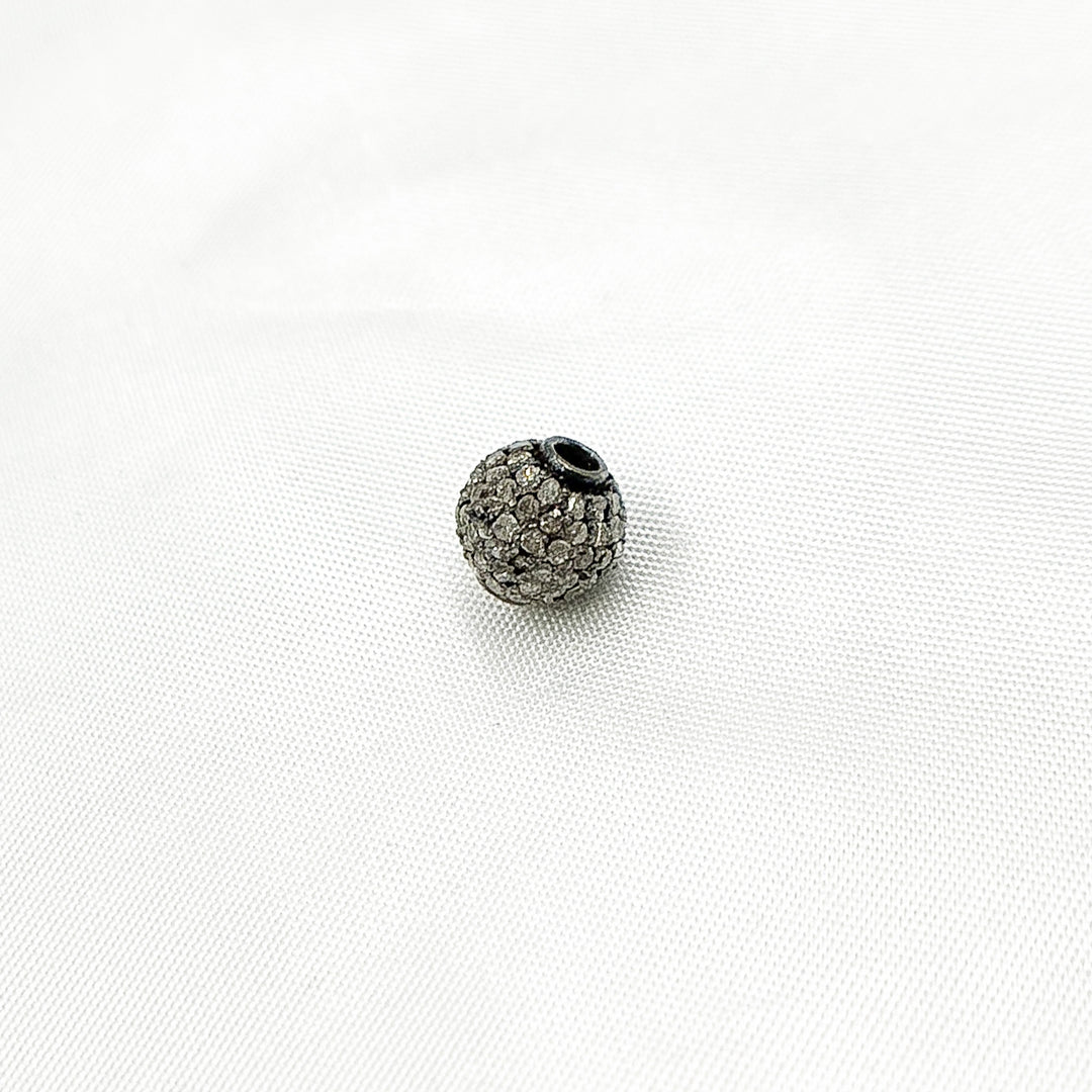 925 Sterling Silver Pave Diamond Roundel Bead. DC571