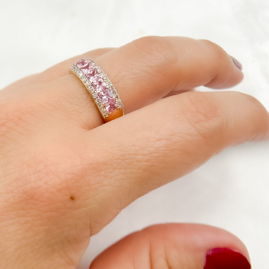 14k Solid Gold Diamond and Pink Sapphire Ring. GDR229