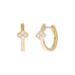 Load image into Gallery viewer, EHB57318. 14K Solid Yellow Gold Diamond Huggie Hoop Earrings