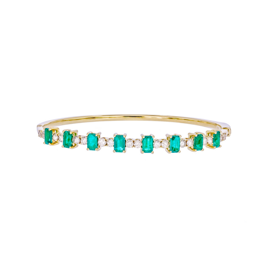 CB96499EM. 14k Solid Gold Diamond and Gemstone Bangle