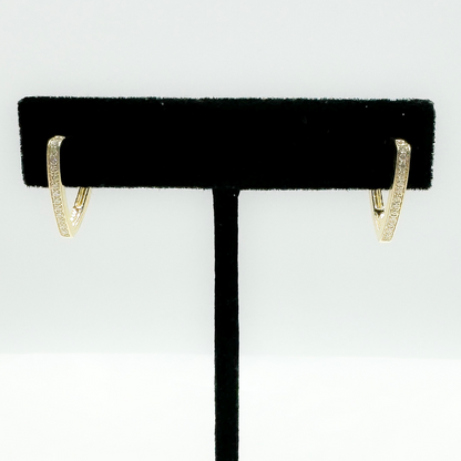HP401946Y. 14K Solid Gold Diamond Triangle Hoops