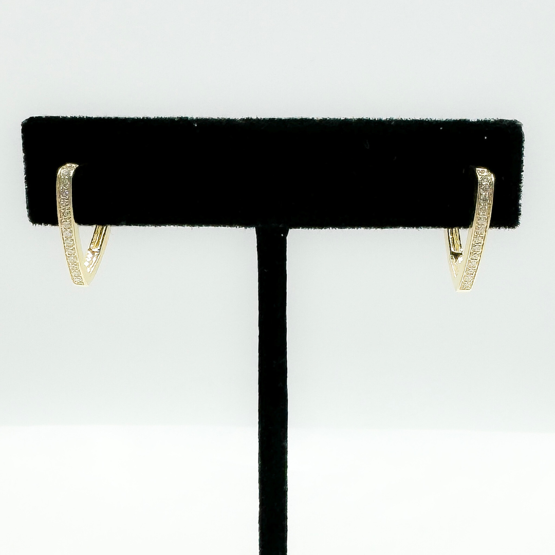 HP401946Y. 14K Solid Gold Diamond Triangle Hoops