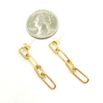 Load image into Gallery viewer, 14K Solid Gold and Diamonds Paper Clip Dangle Earrings. EFC51944
