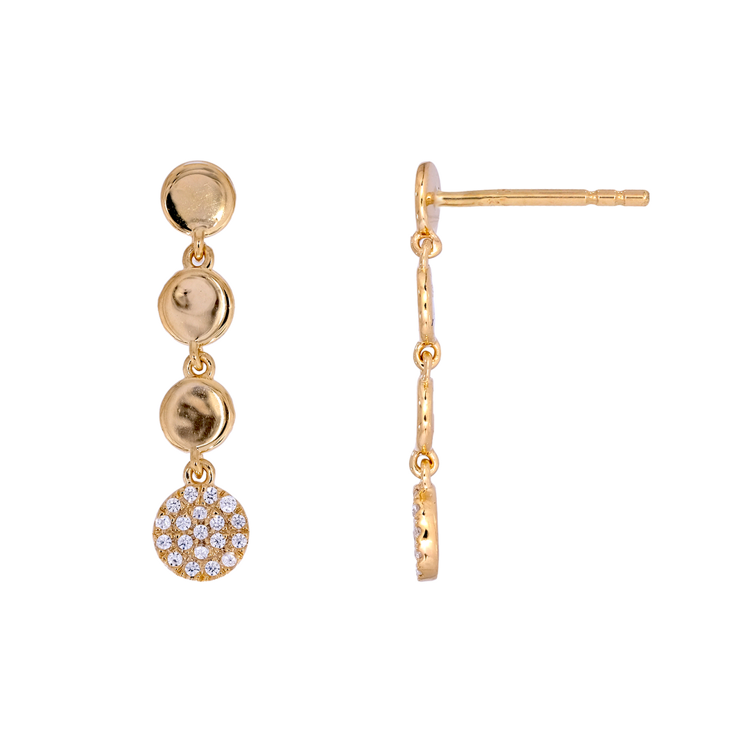 Buy 14k Solid Rose Gold Diamond Circles Dangle Earrings