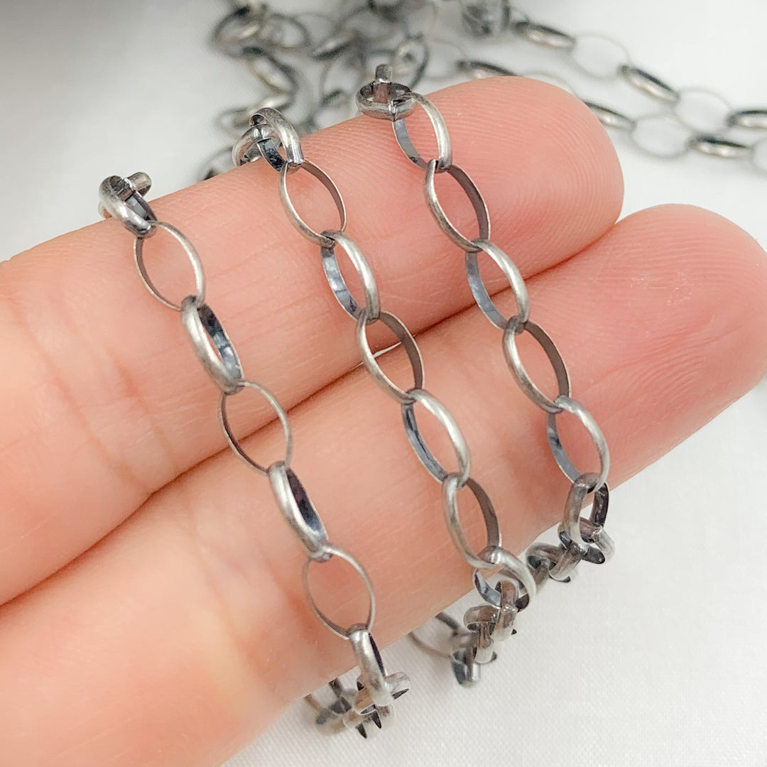 Oxidized 925 Sterling Silver Oval Link Chain. 606OX