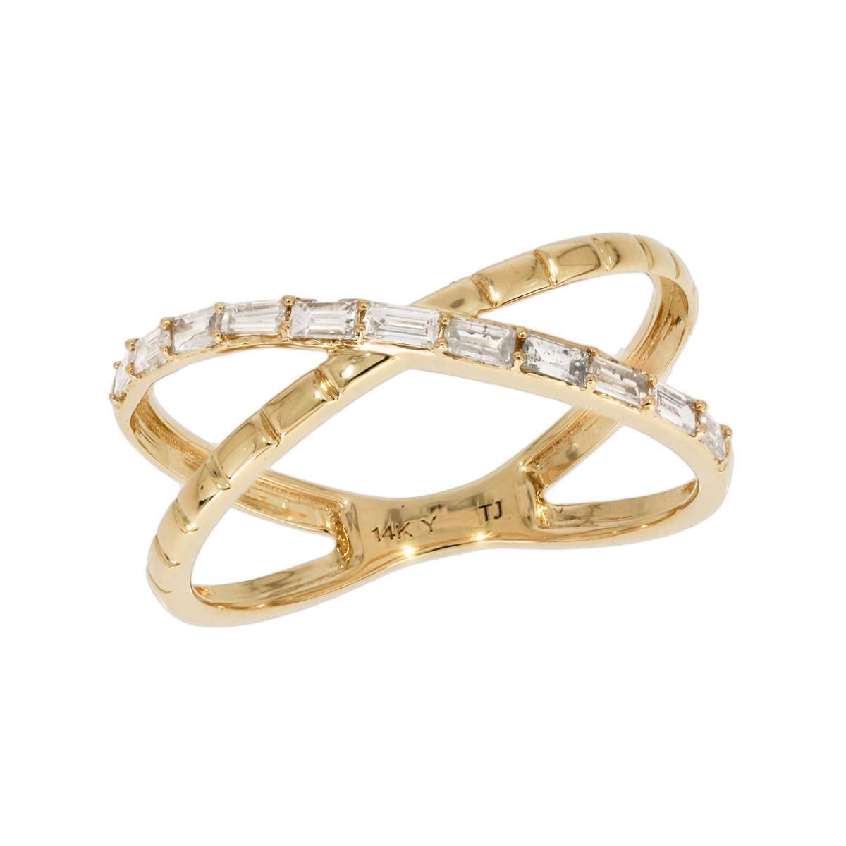 14K Solid Gold Diamond and Band Cross Ring.