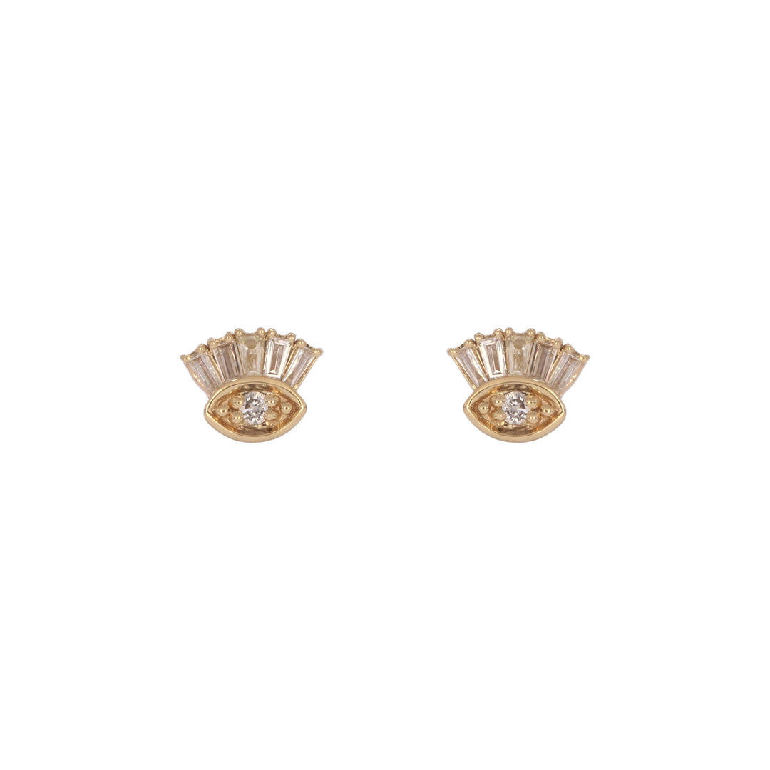 EFB54273. 14K Solid Gold Diamond Eye Studs