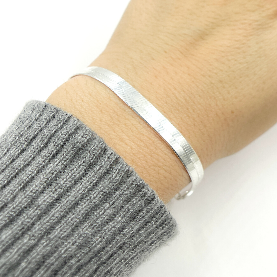 925 Sterling Silver Herringbone 5.5mm Width Bracelet. HER1SSBracelet