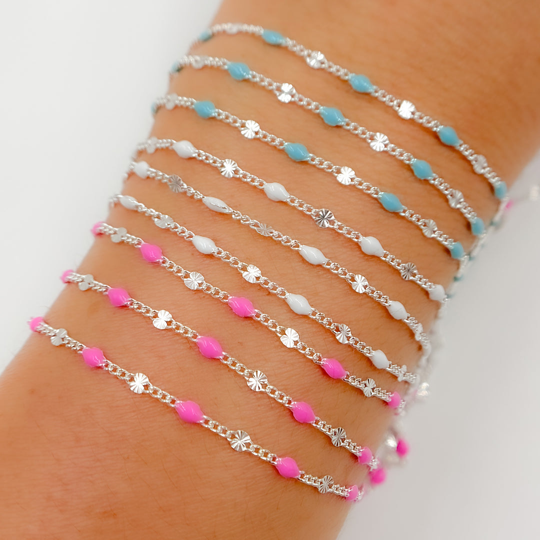 V269ENSS. Sterling Silver Enamel Marina Link Chains