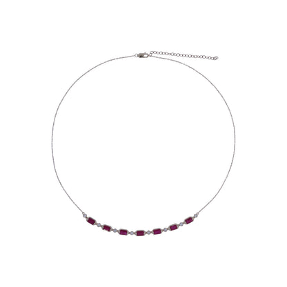 CN97254RU5X3. 14K Solid Gold Diamond & Ruby Necklace