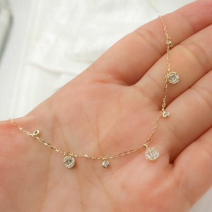 NT401855. 14K Solid Gold Diamond Dangle Necklace
