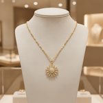Load image into Gallery viewer, PFE33151. 14K Solid Gold Diamond Sun Necklace