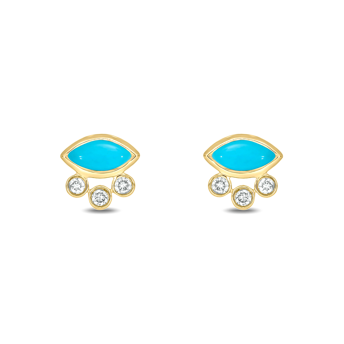 EFB52986. 14K Solid Gold Diamond and Gemstone Fancy Stud Earrings